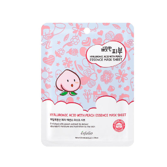 ESFOLIO | PURE SKIN HYALURONIC ACID WITH PEACH ESSENCE SHEET MASK - onnistyle.com
