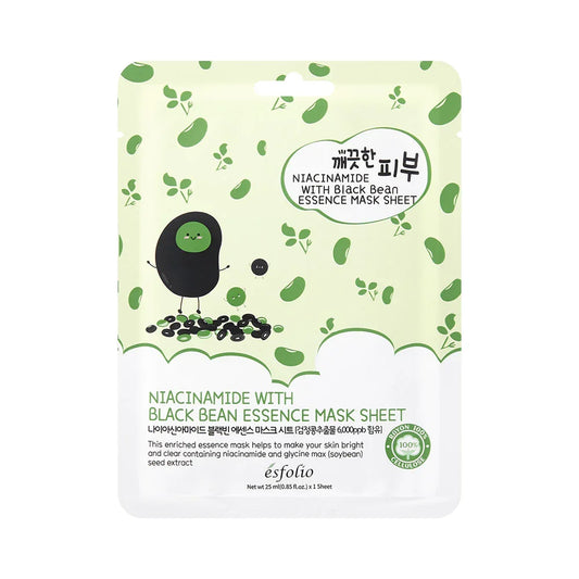 ESFOLIO | PURE SKIN NIACINAMIDE BLACK BEAN ESSENCE SHEET MASK - onnistyle.com