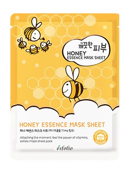 maschera viso esfolio honey  sheet mask in confezione singola. tessuto della maschera imbevuto di essenza l miele. onnistyle.com
