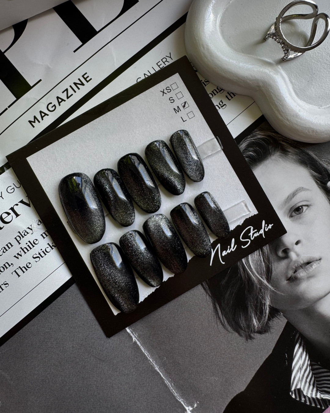 PRESS ON NAILS | BLACK GALAXY