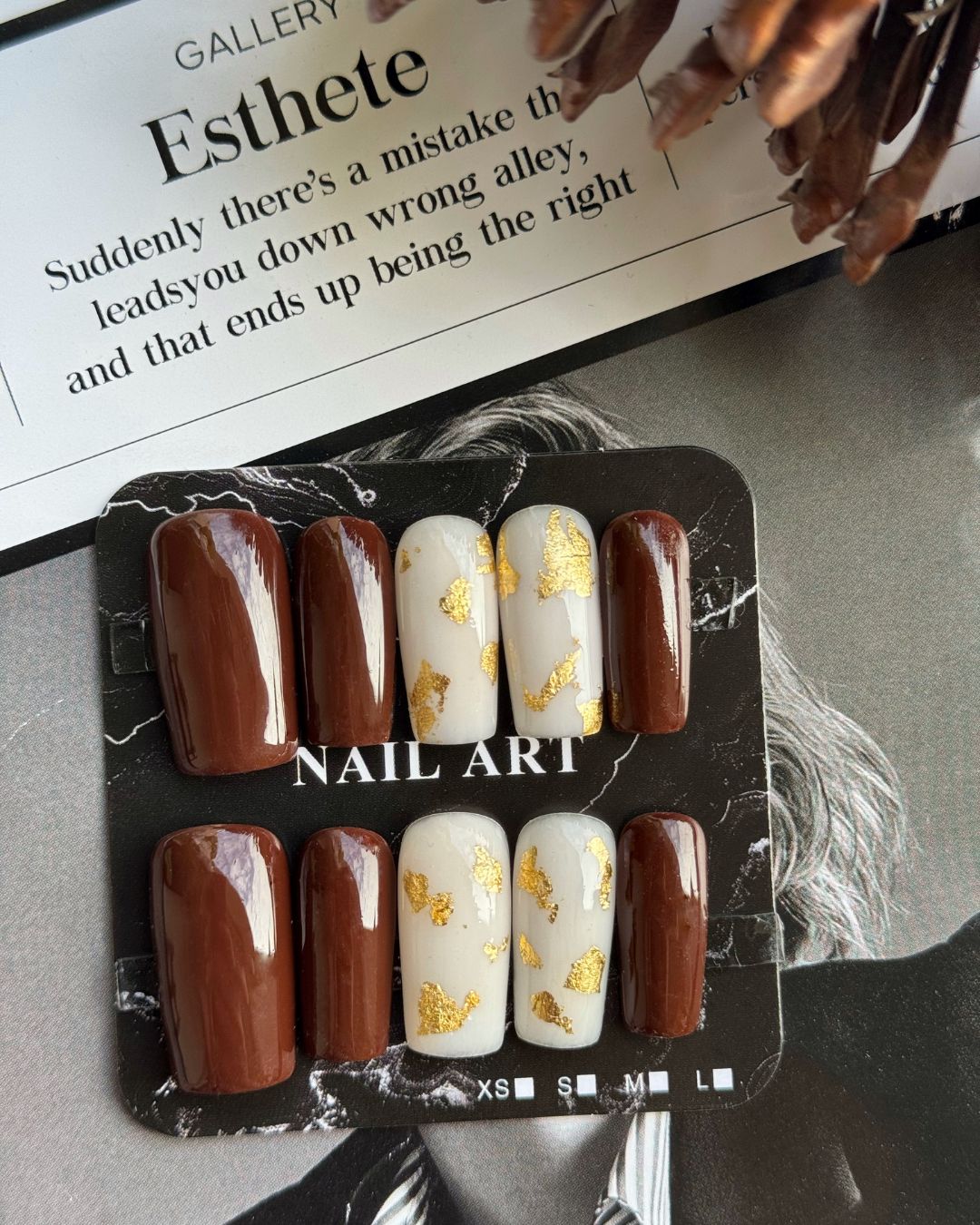 PRESS ON NAILS | BROWN & GOLD