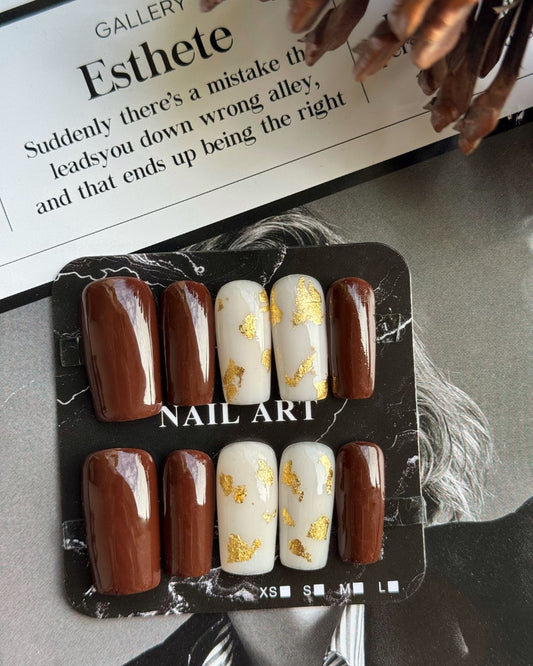 PRESS ON NAILS | BROWN & GOLD