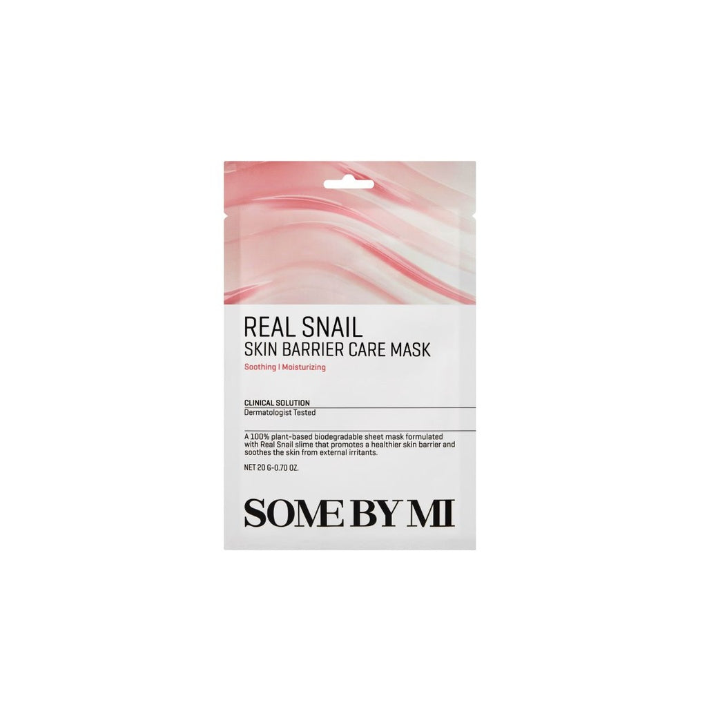 maschera viso some by mi real snail skin barrier care mask nella sua confezione. maschera in teessuto idratante. onnistyle.com