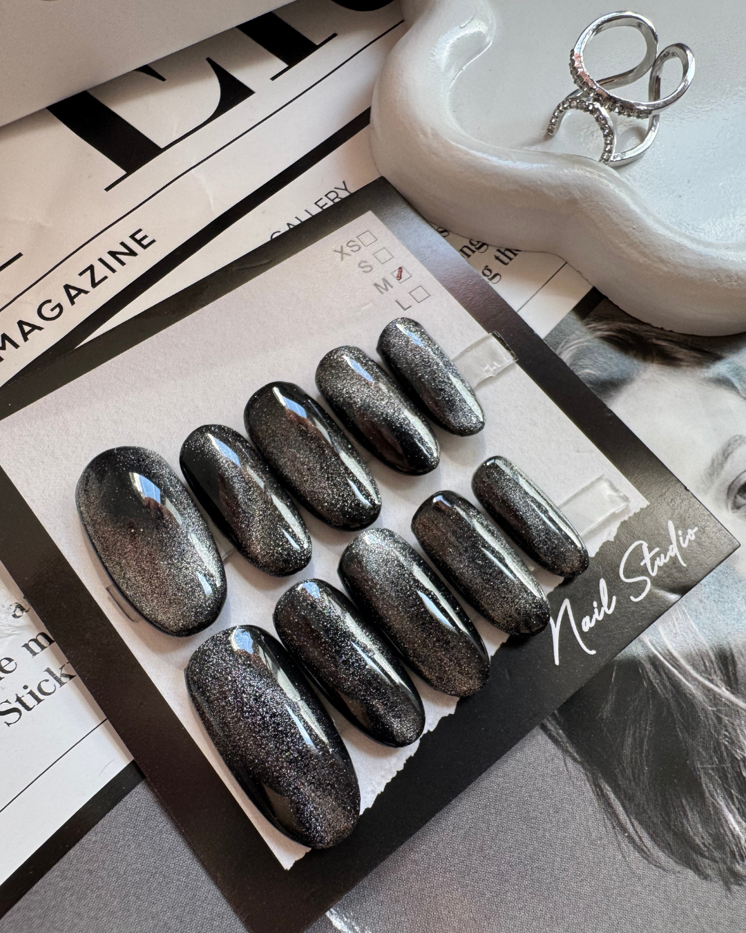 PRESS ON NAILS | BLACK GALAXY