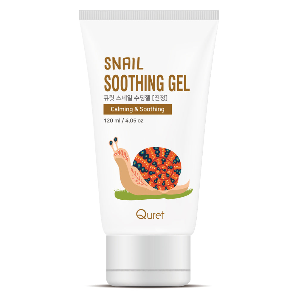 confezione di quret snail soothing gel 120ml. gel con bava di lumaca viso e corpo